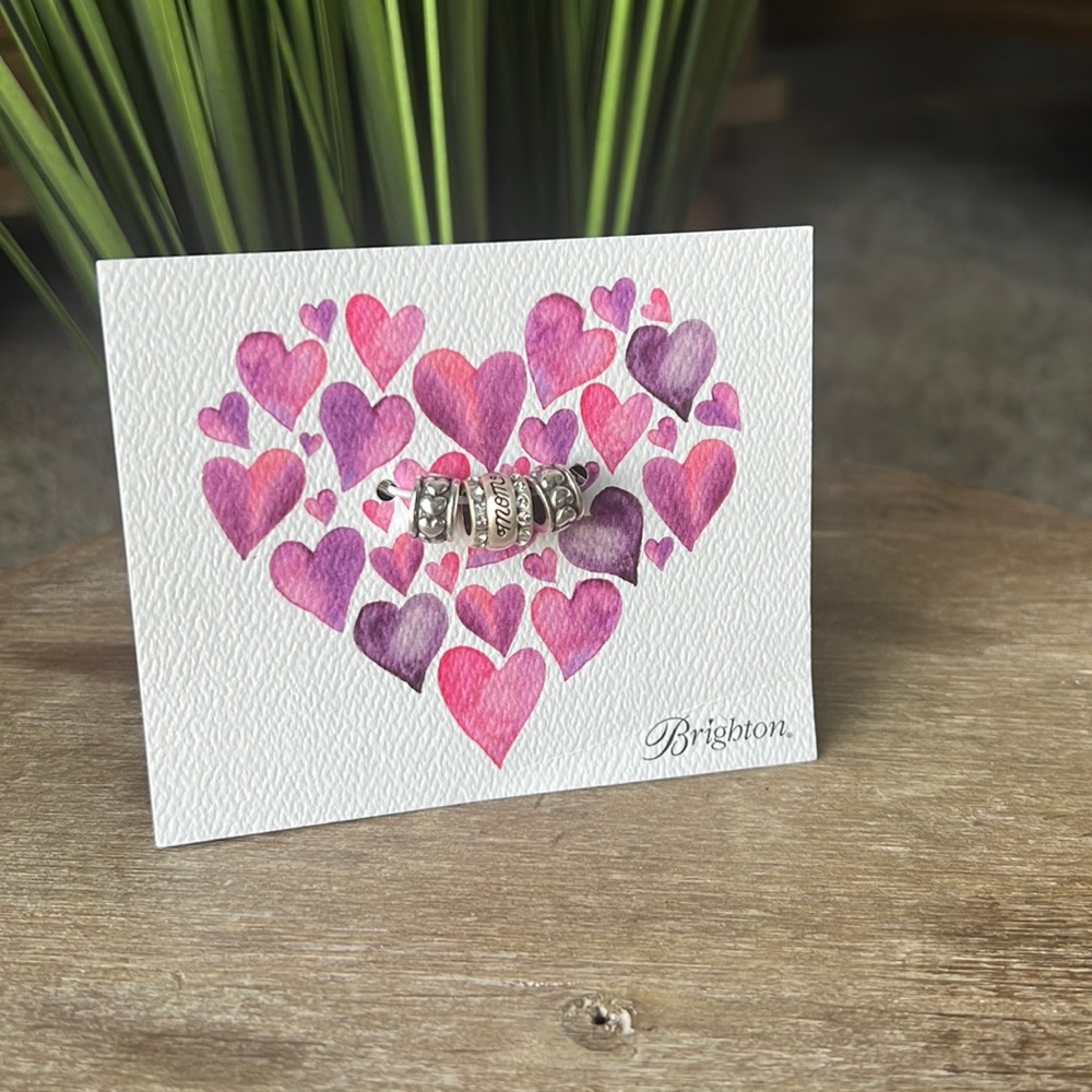 Brighton mom charm and two heart charms for charm bracelet.